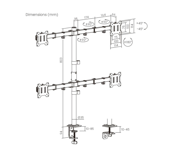 Mozos MS04 uchwyt VESA do 4 monitorów 17–32” - 1487242 - zdjęcie 3
